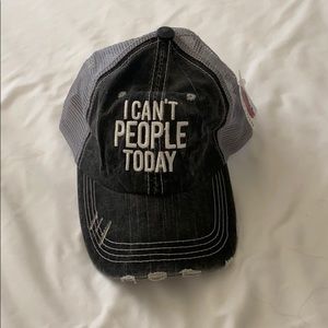 “I can’t people today” distressed hat